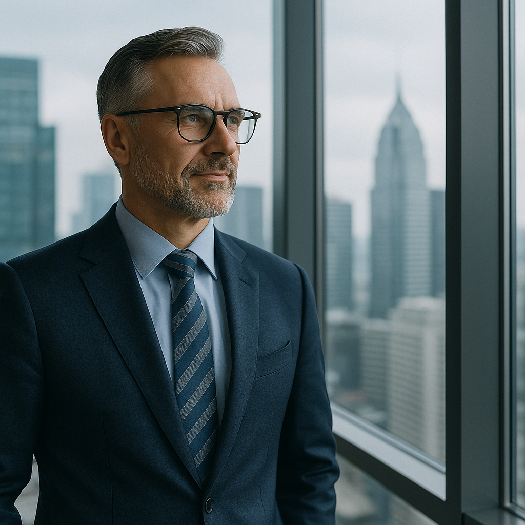 Business vision concept with corporate team planning future growth and innovation strategies in a modern office setting.